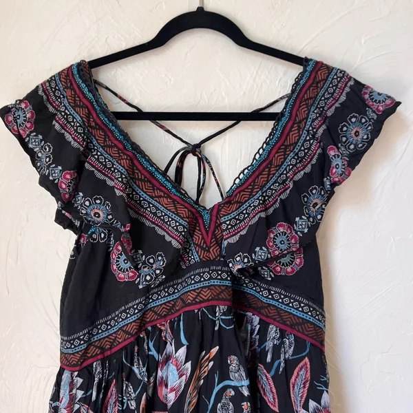 Anthropologie Deep V leopard butterfly mini dress size M - Image 6