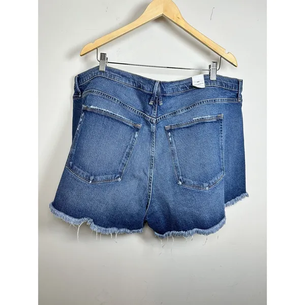 Good American Denim Shorts Women Size 22 Blue High Rise Raw Hem Distressed - Image 7