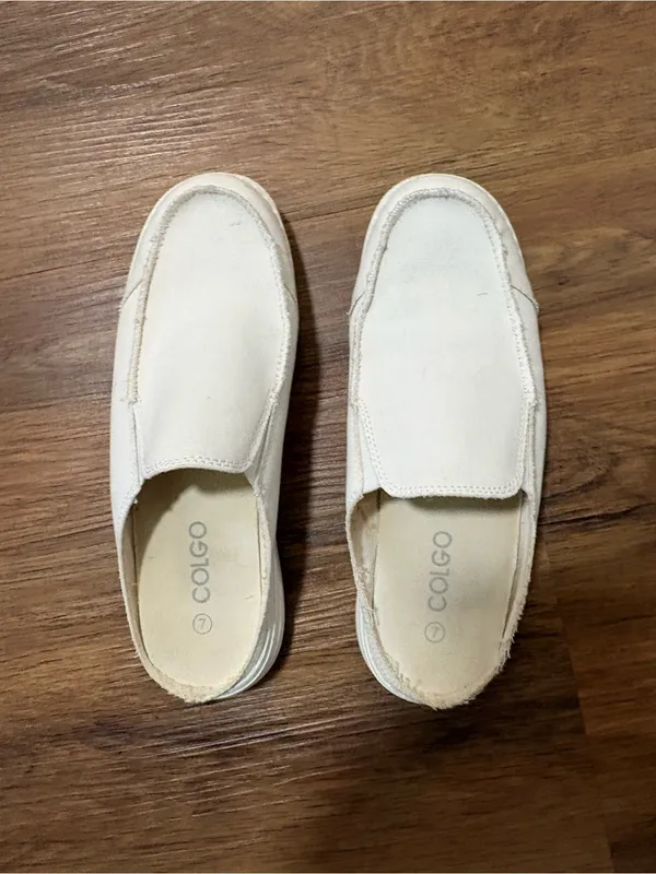 Colgo Women’s Canvas Slip On Mule Sneakers White Comfort Shoes Size 7 Casual - Image 2
