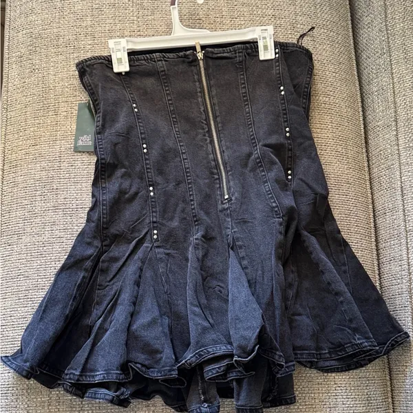 Wild Fable Black Denim strapless dress with Stud Accent - Image 5