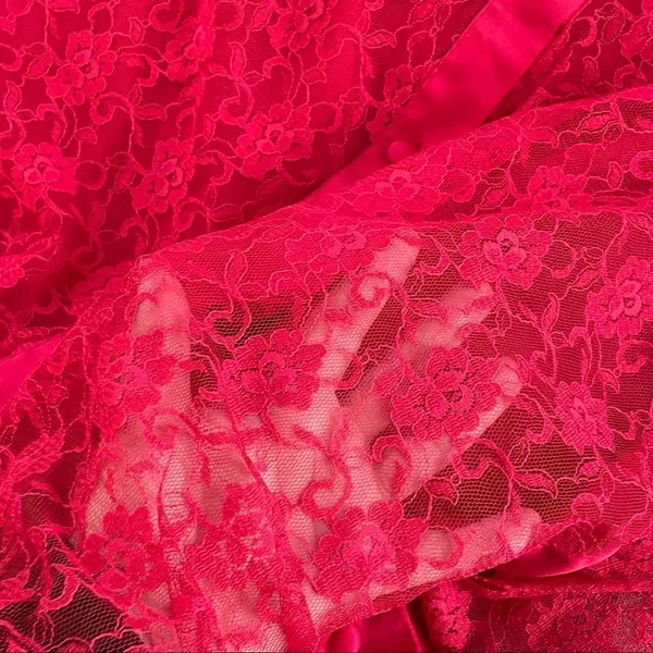 Vintage Gold Label Victoria’s Secret Red Lace Satin Night Shirt Pajamas S - Image 8