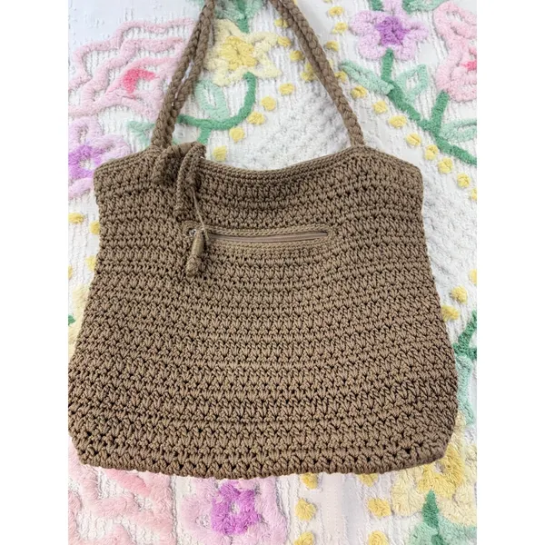 The Sak Crochet‎ Tote Bag Brown Hobo Shoulder Bag - Image 2