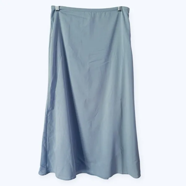 NWT OGL Lyocell Linen Blend Maxi Flared Pull On Skirt Size Medium Arctic Blue - Image 2