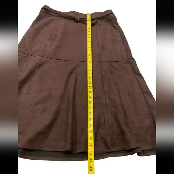 Marc New‎ York Skirt Womens XL Espresso Faux Suede A-Line Midi M5MSE217 Academia - Image 9