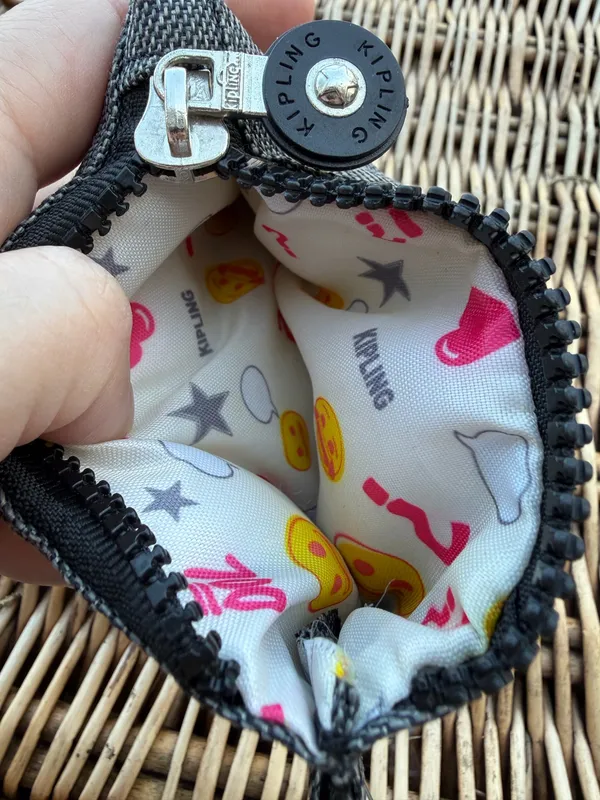 Kipling Marguerite Star Pouch water-repellent nylon round logo patch coin purse small Dark Gray creativity puffer unisex - Image 3