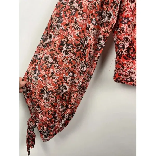 Free People All Dolled Up Mesh Floral Mock Neck Top Blouse Size XS‎ Open Back - Image 6