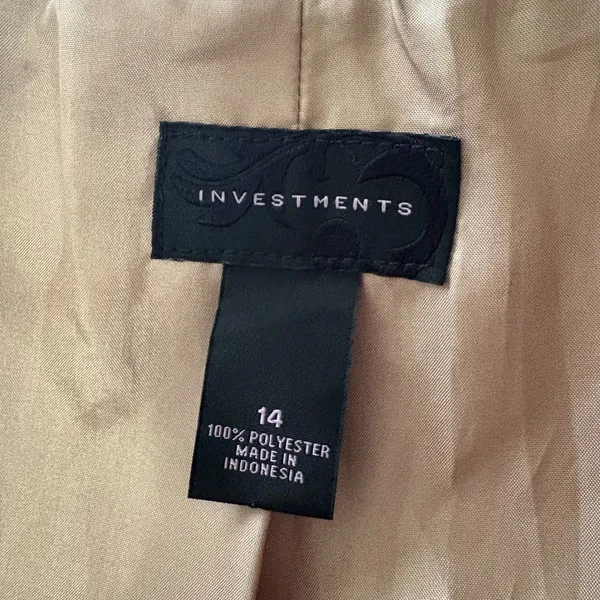 Investments Faux Suede Open Front Blazer‎ Jacket Camel Tan Wing Collar Size 14 - Image 3