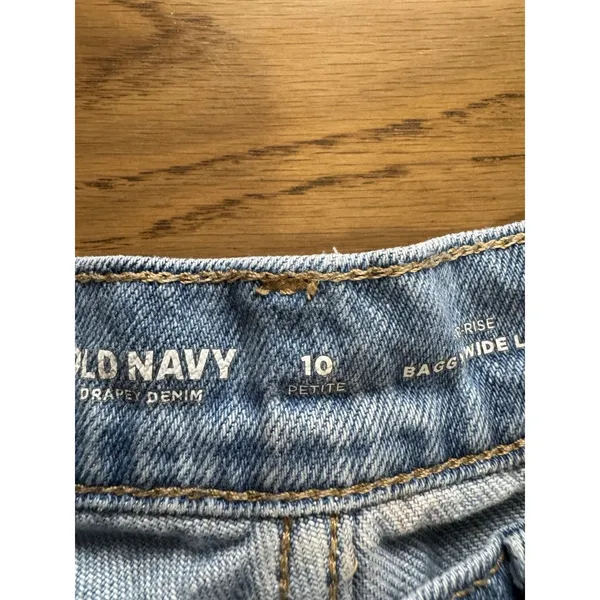 Old Navy Women‎ Size 10 Petite Mid Rise Baggy Wide Leg Denim Jeans Hippie Boho - Image 9