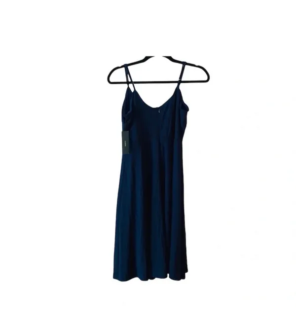Lulus Twirl For You Navy Blue Midi Skater Dress V-neck Spaghetti Strap NWT - Image 4