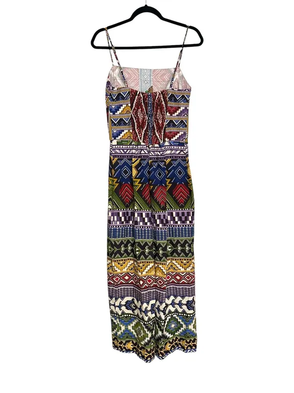 Farm Rio Linen Blend Multicolor Tribal Print Sleeveless Midi Dress - Image 4