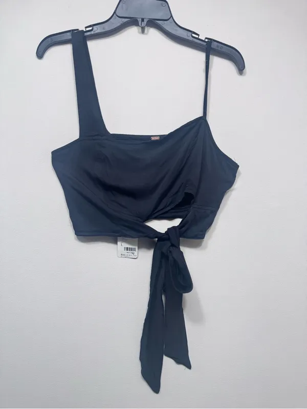 Free People Womens Mila One Shoulder Side Tie Cropped nwt size large - Image 3