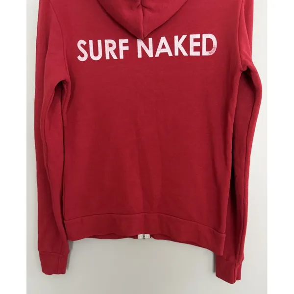 Aviator Nation "Surf Naked" Zip Up Hoodie Red Unisex Size Small - Image 6