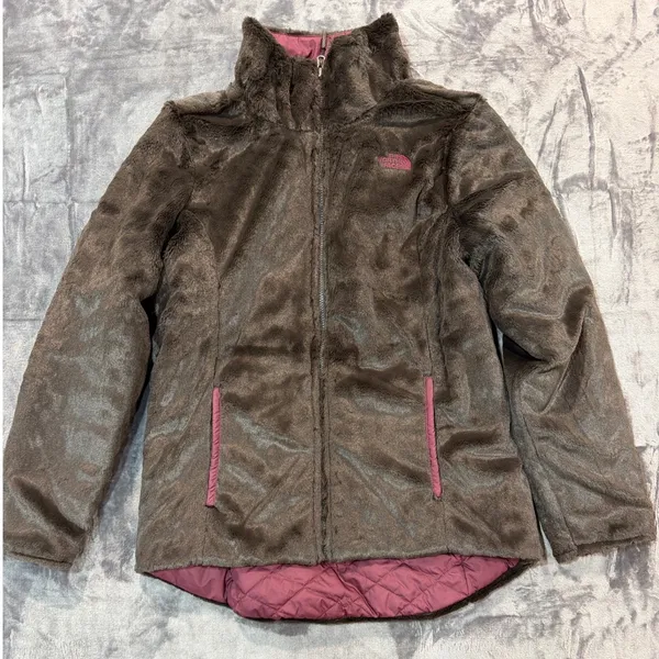 The North Face Mossbud Swirl Reversible Jacket Womens Pink Brown Medium - Image 7