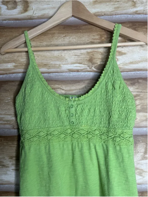 Vintage prAna Smocked Crochet-Trim Bohemian Babydoll Camisol size medium - Image 2