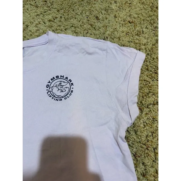 Gymshark Size M Lifting Club Legacy Crop Top Boxy Graphic Tee Shirt Faded Lilac - Image 3