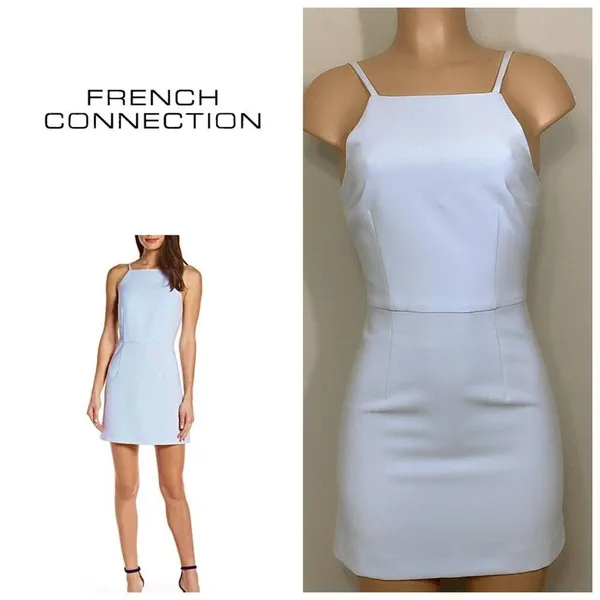 New. French Connection baby blue mini dress. MSRP $168. Size 6 - Image 2