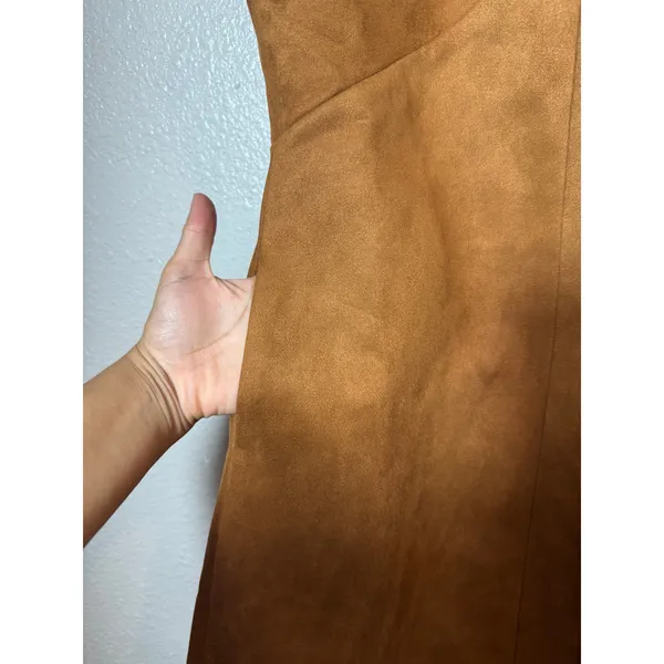 NWT COMMENSE Suede V-Neck Sleeveless Mini Dress Light Brown XS - Image 9