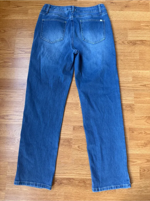 Halara Flex High Waisted Pockets Straight Leg Washed Casual Jeans Size Large - Image 5
