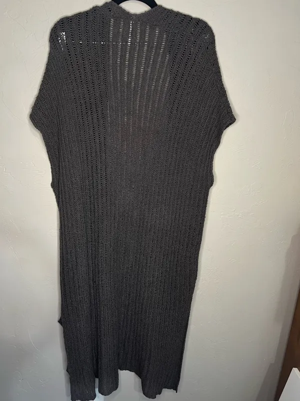 Free People Sloppy Pocket Long Line Cardigan Duster Boho‎ Vest - Image 8