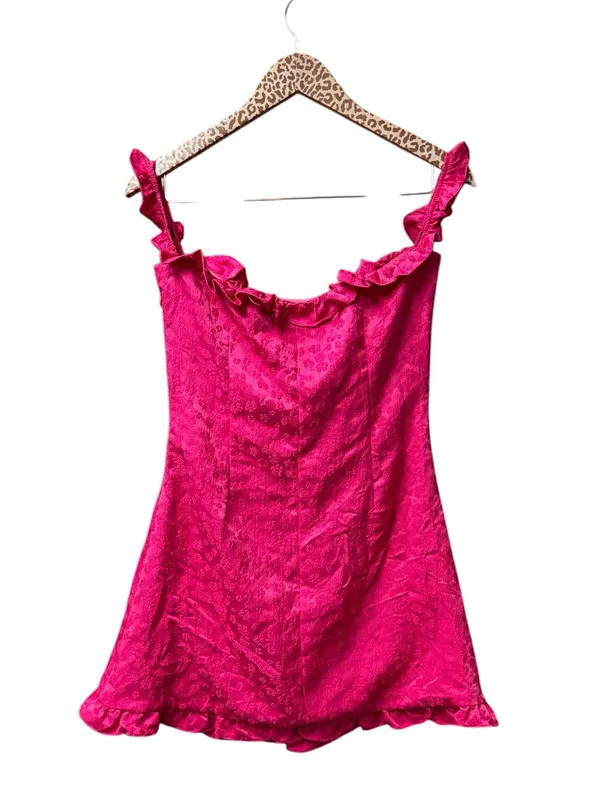 Line & Dot Penelope Off Shoulder Floral Mini Dress Fuschia Pink Medium NEW $127 - Image 5