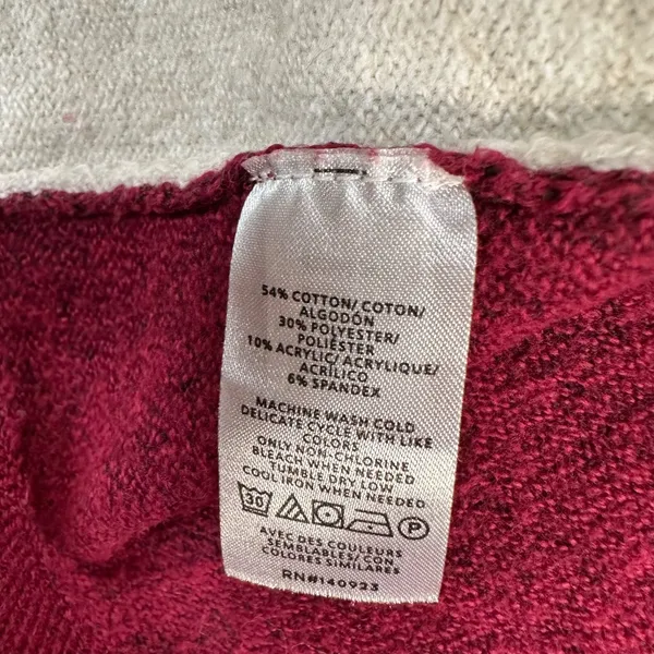LOFT Colorblock Knit Cardigan Sweater Women's X-Small Button Front Burgundy - Image 8