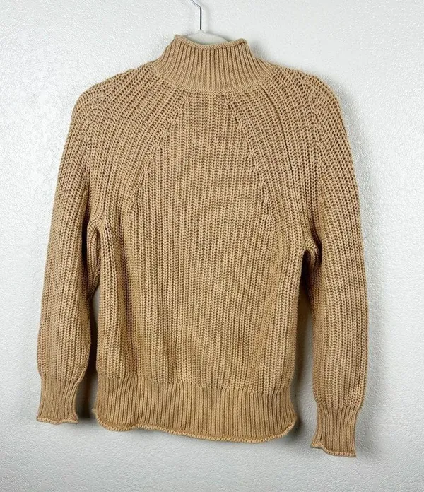 J. Crew Relaxed Rollneck Sweater in Sandy Beach 100% Cotton Size XS - Image 6