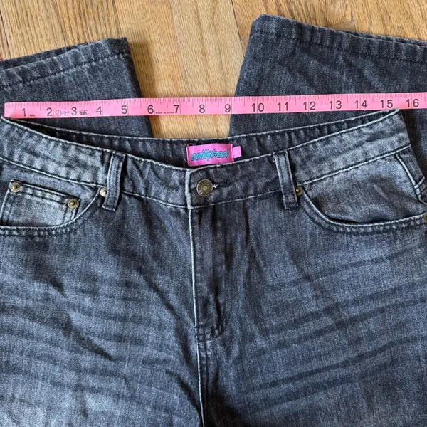 Edikted Wide Leg High Waisted Jeans Faded Black Acid‎ Wash Denim Mens Size M - Image 4