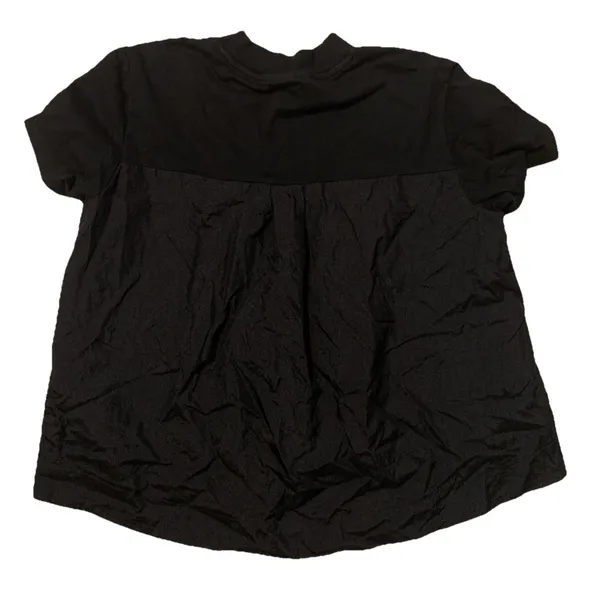 Adidas Women's Roomy Crew Neck Mixed Media Short Sleeve Black Tee Shirt Top M - Image 2