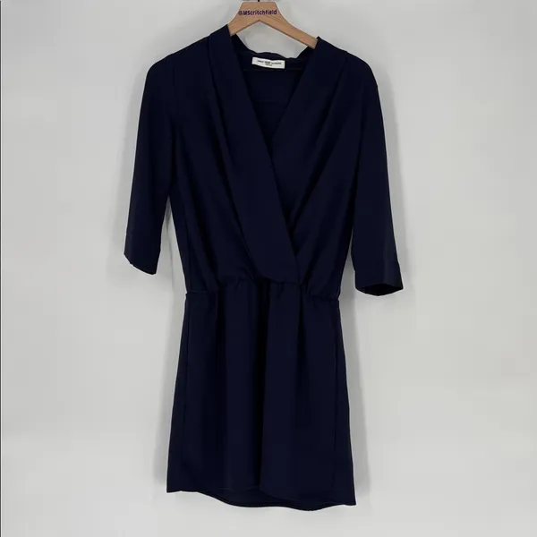 Amanda Uprichard Venus Dress Faux-Wrap small navy blue - Image 2