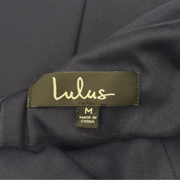 Lulus Navy Off Shoulder Sheath Midi Dress Stretch Lined Size M - Image 5