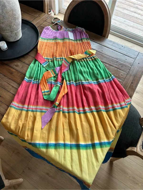 NWT Current Air Pleated Colorblock Maxi Dress L - Image 5
