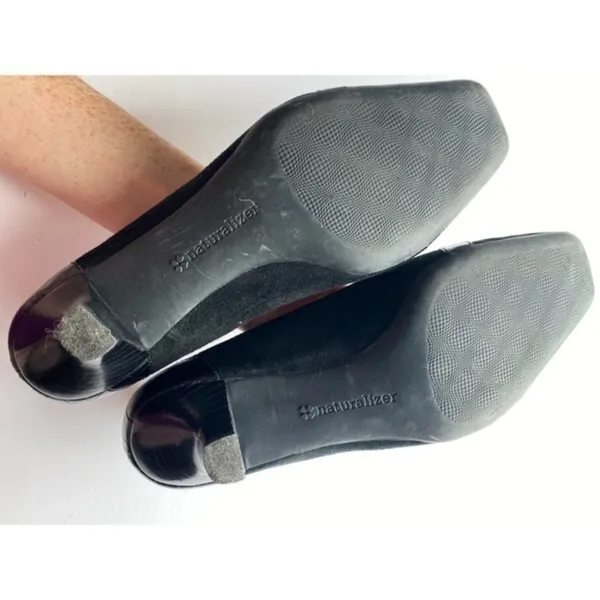 Naturalizer • Black Suede Buckle Square Toe Heels - Image 5