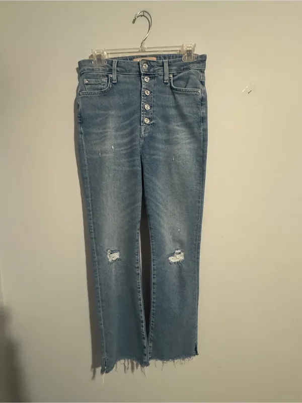 7 For All Mankind The Ultra High Rise Slim Kick Distressed Jeans- 28 - Image 2