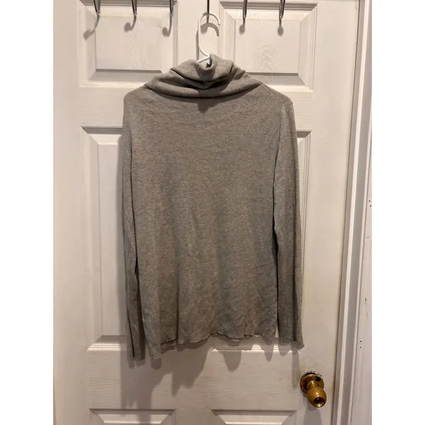 Banana Republic Womens Silk Cashmere Blend Cowl Neck‎ Sweater Heather Gray Large - Image 4