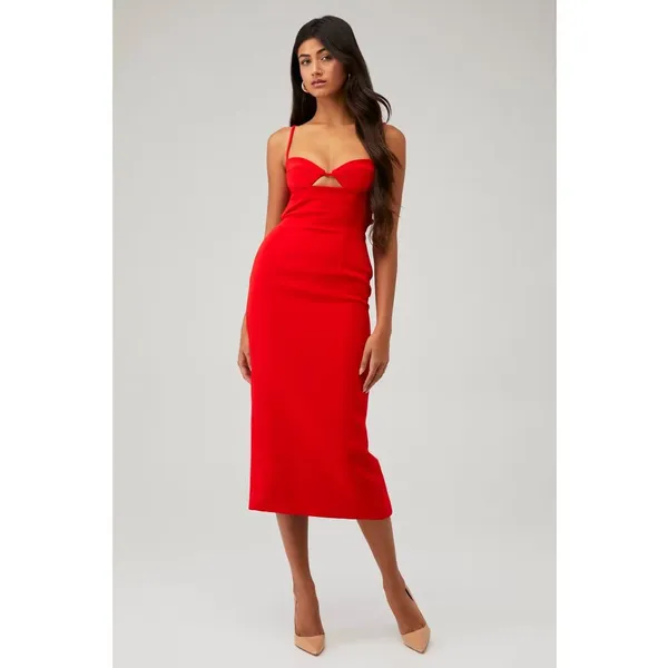 Bardot Vienna Midi Dress in Flame Orange 2 New Womens Cut out Cocktail - Image 14