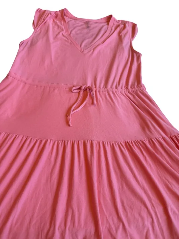 Beyond Yoga Featherweight Out & About Ruffle Mini Tier Dress Coral Size Medium - Image 4