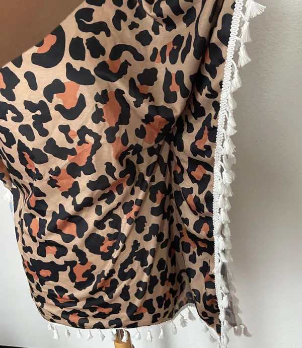 Cheetah Print Fringe Shawl Top - Image 4