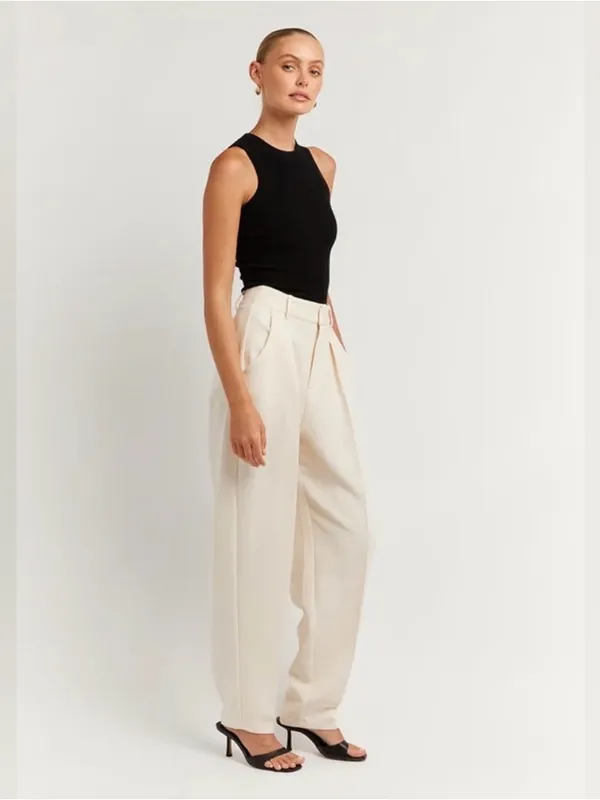 Dissh Jackson Tapered Trouser Pants 2 Cream Minimal Clean Girl Scandi Work Chic - Image 6