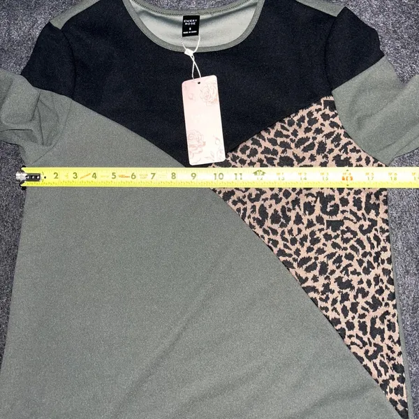 Womens Colorblock‎ Leopard Print Casual Tunic Dress - Image 5