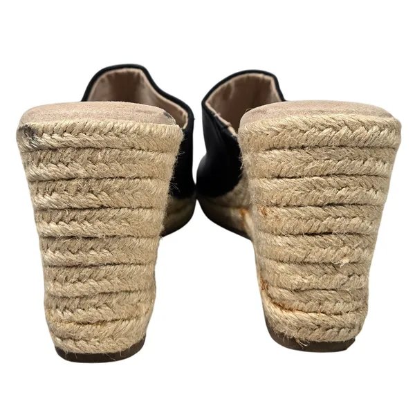 SONOMA Womens Black Espadrille Wedge Mules Sandals Size 9.5 Slip On‎ Peep Toe - Image 3