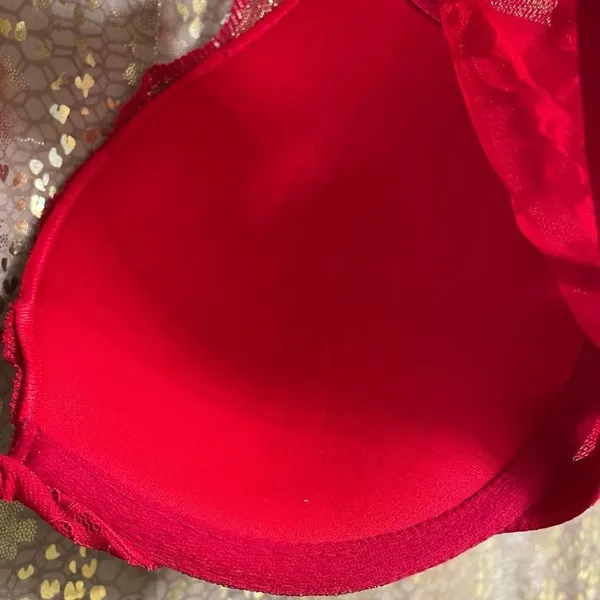 Victoria’s Secret Dream Angels Red Gold Lace Push Up Bra 32DD - Image 7