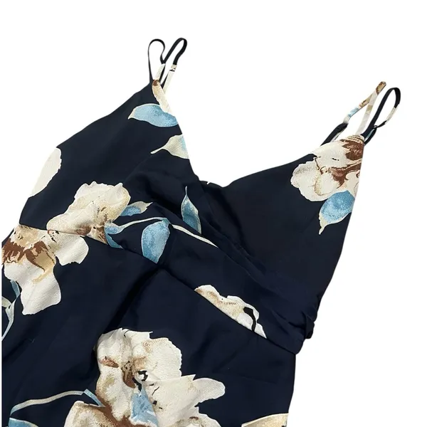 Lulu's Navy Floral Slip Maxi Dress with Cream & Pale Blue Blooms - Image 3