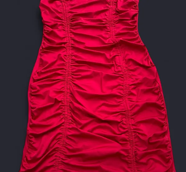 Heart & Hips Scarlet Red Ruched Mock Neck Dress - Image 4