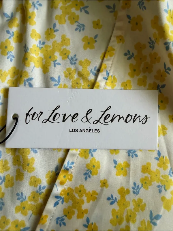 For Love & Lemons Daffodil Robe M NWT Yellow Floral Satin Lace Robe Cottagecore - Image 8