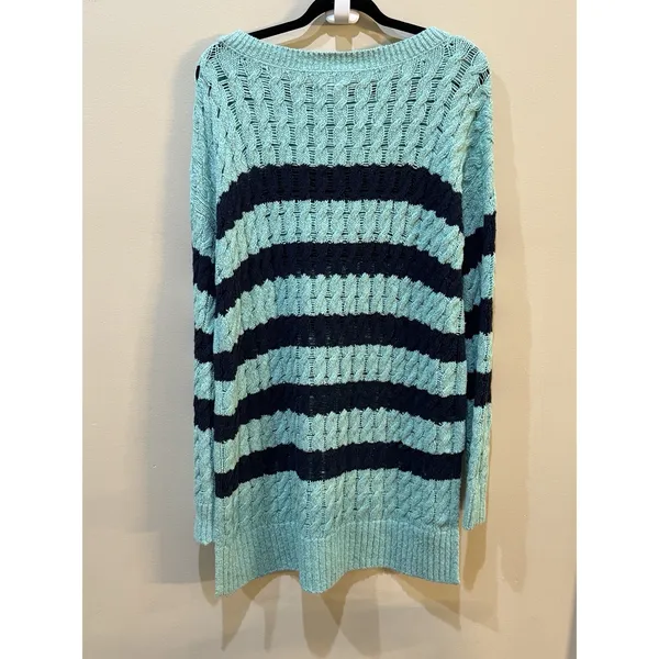 NWT Anthropologie Pilcro Cable Sweater Size Large Tunic Striped Linen Cotton - Image 5
