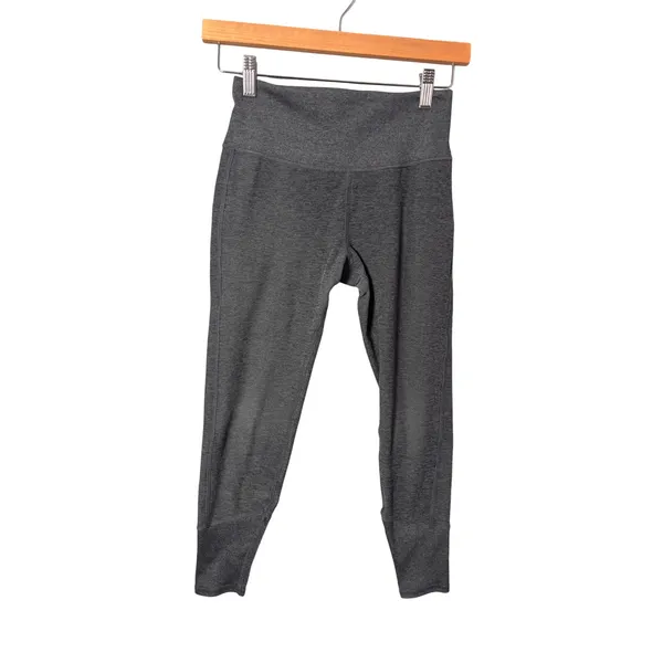 Alo Yoga Athletic Leggings XS Gray High Waist Ribbed Cuff Athleisure Casual Cozy - Image 2