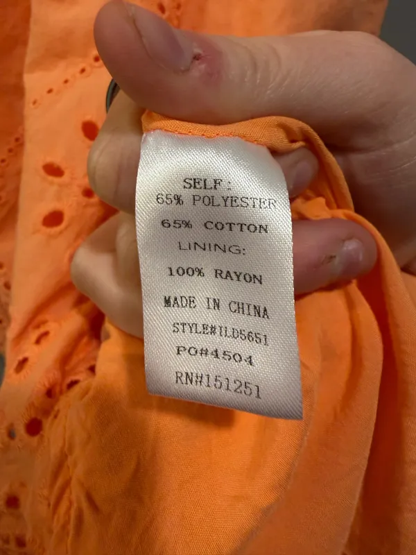In Loom Eyelet Detail Flutter Sleeve Tiered Ruffle Collar Maxi Dress Orange - Image 4