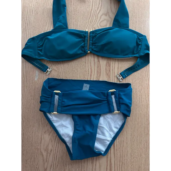 B45 New Womens AMI Sexy 2Pc Dark Green Bikini High Waist Hide Tummy Xxs/Xs/Small - Image 2