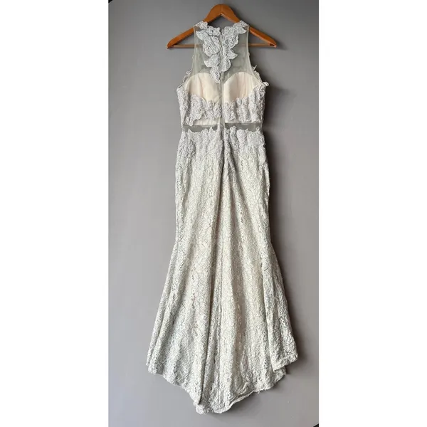 Aspeed Boho Moody Prom Lace Beaded Mermaid Gown Large Champagne‎ - Image 6