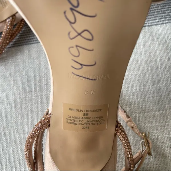 Steve Madden Breslin Blush Heels Rhinestones Size 8 Rose Gold - Image 6